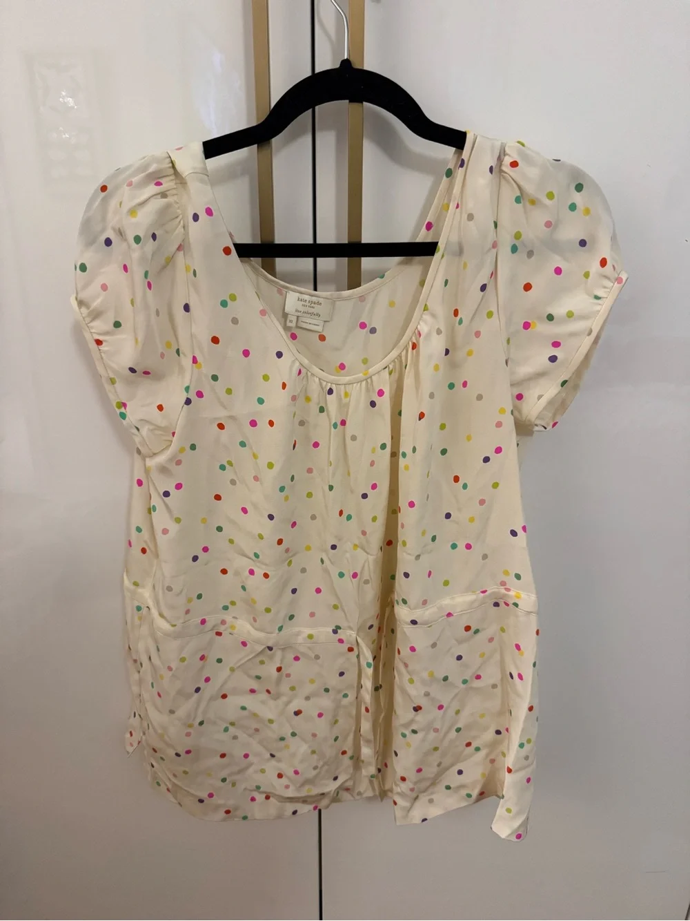 kate spade Cream Polka Dot Short Sleeve Blouse